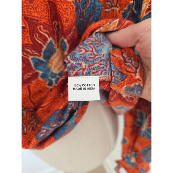 Bindu Sabrina Floral Cotton Ruffle Balloon Long Sleeves Blouse Top Shirt XS Boho - Picture 11 of 14